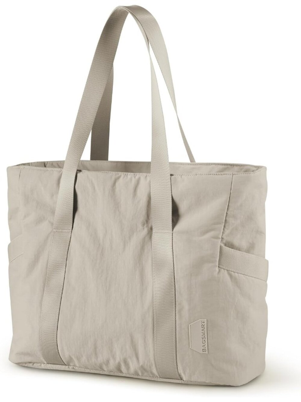 Women's Grey Top Handle Large Shoulder Tote Bag with Yoga Mat Buckle for Gym